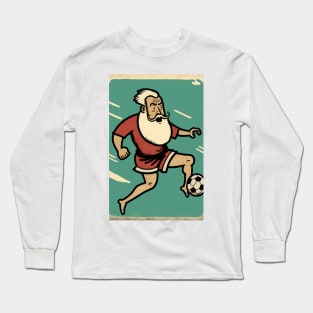 Santa Claus Playing Soccer Long Sleeve T-Shirt